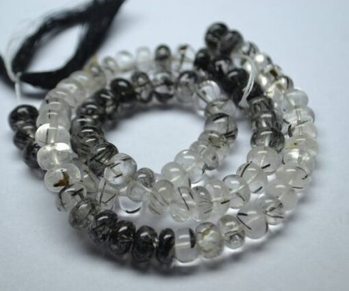 Shop Black Rutile Smooth Rondelle Beads Strand