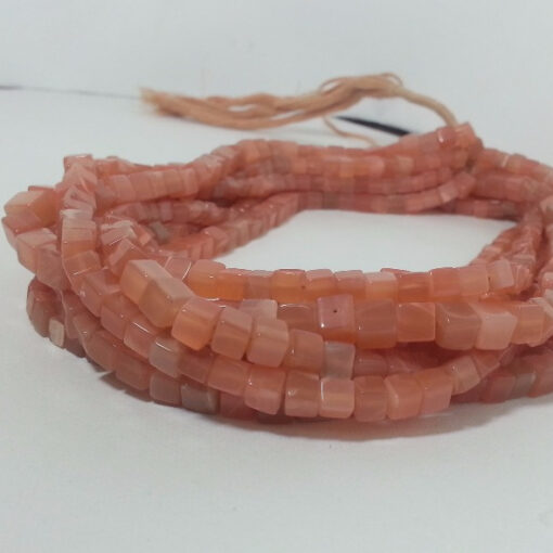 Shop Peach Moonstone Smooth Box Beads Strand