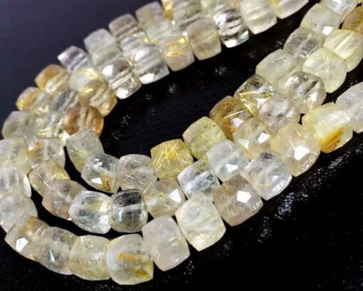 Shop Natural Golden Rutile Faceted Box Beads Strand