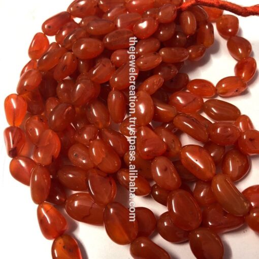 Shop Carnelian Smooth Tumble Nuggets Beads Strand