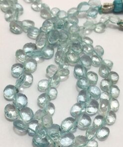 Shop Blue Aquamarine Faceted Heart Beads Strand