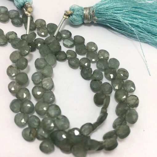 Shop Moss Aquamarine Faceted Heart Beads Strand