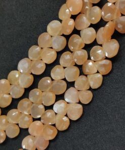 peach moonstone heart beads