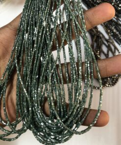 Shop AAA Green Diamond Faceted Long Pipe Tube Beads Strand