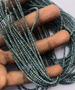 Shop 2mm 3mm Natural Blue Diamond Faceted Rondelle Beads Strand