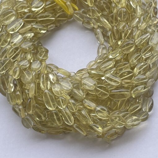 Natural Lemon Quartz Smooth Oval Beads Strand