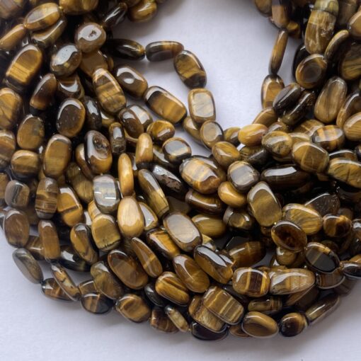 Natural Yellow Tiger Eye Smooth Oval Beads Strand