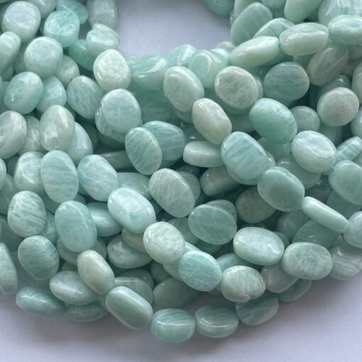 Natural Blue Green Amazonite Smooth Oval Beads Strand