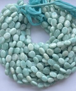 Natural Blue Green Amazonite Smooth Oval Beads Strand