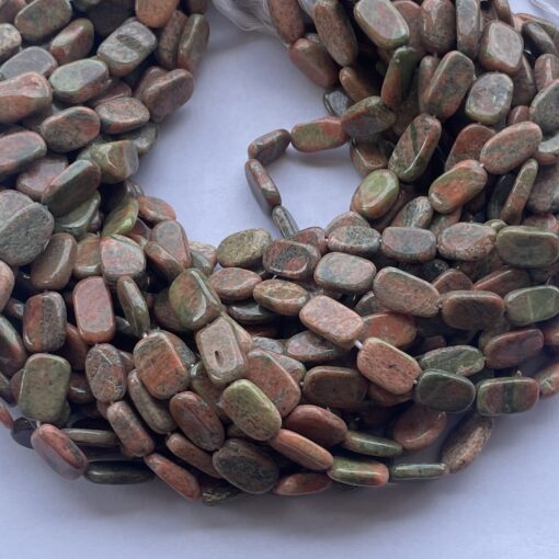 Natural Unakite Smooth Oval Beads Strand