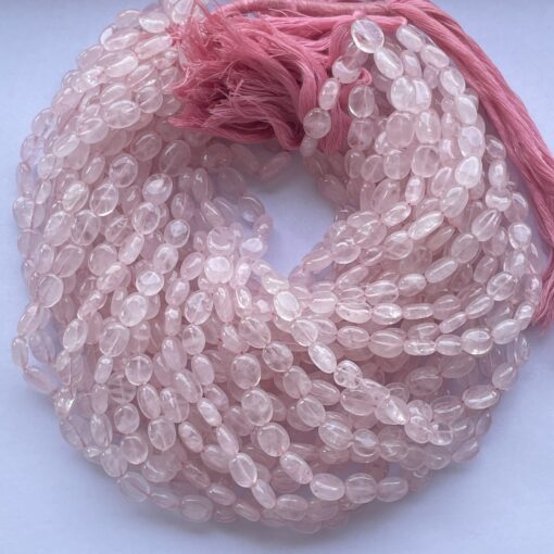 Natural Rose Quartz Smooth Oval Beads Strand