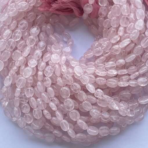 Natural Rose Quartz Smooth Oval Beads Strand