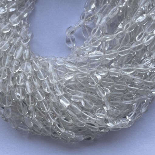 Natural Crystal Quartz Smooth Oval Beads Strand