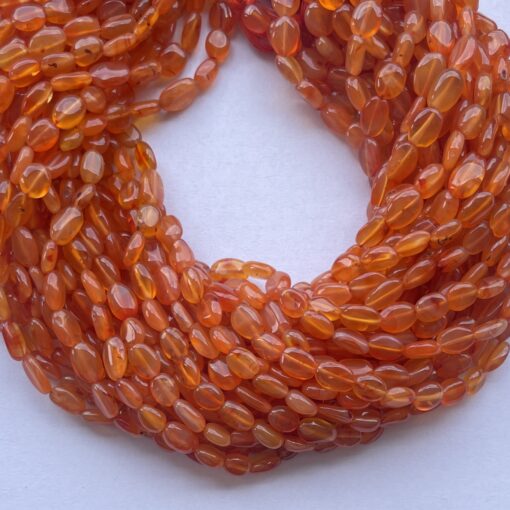 Natural Carnelian Smooth Oval Beads Strand