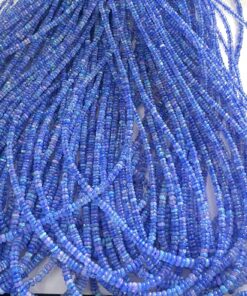 Natural Tanzanite Blue Ethiopian Opal Smooth Rondelle Beads Strand