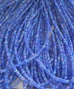 Natural Tanzanite Blue Ethiopian Opal Smooth Rondelle Beads Strand