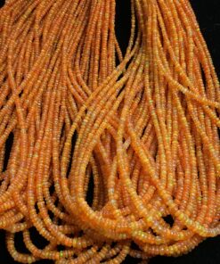 Natural Orange Ethiopian Opal Smooth Rondelle Beads Strand