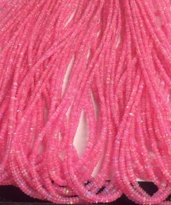 Natural Baby Neon Pink Ethiopian Opal Smooth Rondelle Beads Strand