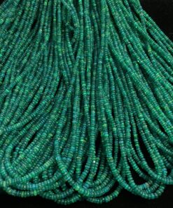 Natural Emerald Green Onyx Ethiopian Opal Smooth Rondelle Beads Strand