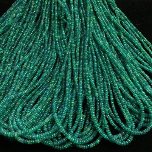 Natural Emerald Green Onyx Ethiopian Opal Smooth Rondelle Beads Strand