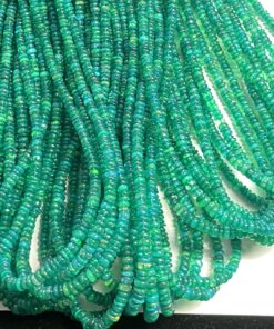 Natural Emerald Green Onyx Ethiopian Opal Smooth Rondelle Beads Strand