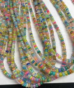 Natural Disco Multi Ethiopian Opal Smooth Rondelle Beads Strand