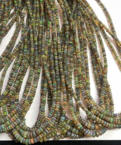 Natural Labradorite Gray Ethiopian Opal Smooth Rondelle Beads Strand