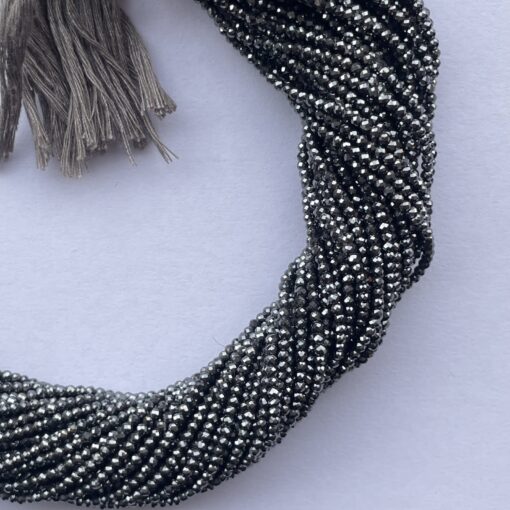 2mm Natural Micro Hematite Stone Faceted Beads Strand