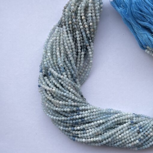 2mm Natural Micro Aquamarine Stone Faceted Beads Strand