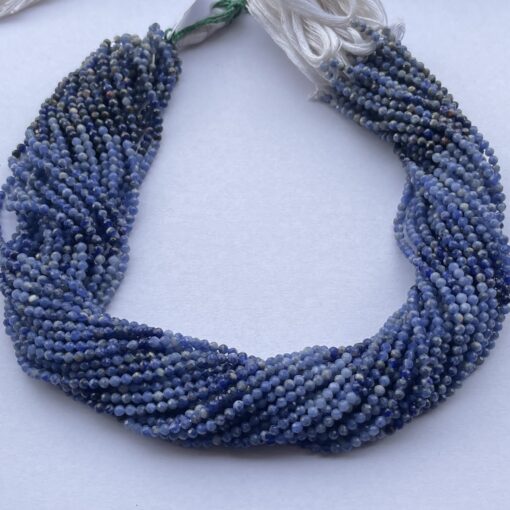 2mm Natural Micro Blue Sodalite Stone Faceted Beads Strand