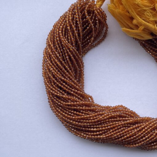 2mm Natural Micro Hessonite Garnet Stone Faceted Beads Strand