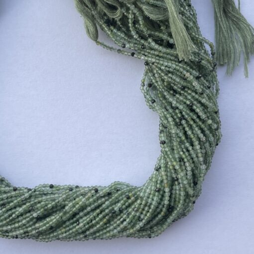 2mm Natural Micro Green Serpentine Stone Faceted Beads Strand