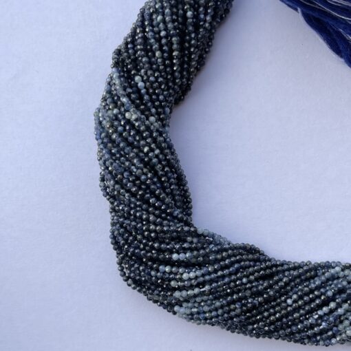 2mm Natural Micro Blue Sapphire Stone Faceted Beads Strand