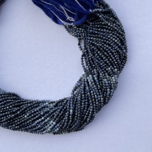 2mm Natural Micro Blue Sapphire Stone Faceted Beads Strand