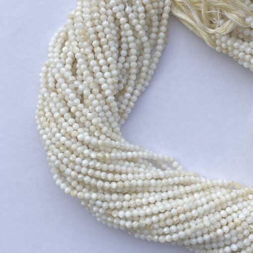 2mm Natural Micro Mother of Pearl Stone Faceted Beads Strand