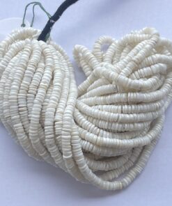 5mm Natural White Coral Stone Smooth Heishi Beads Strand