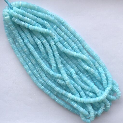 Shop 5mm 6mm Natural Sea Blue Opal Stone Smooth Heishi Beads Strand