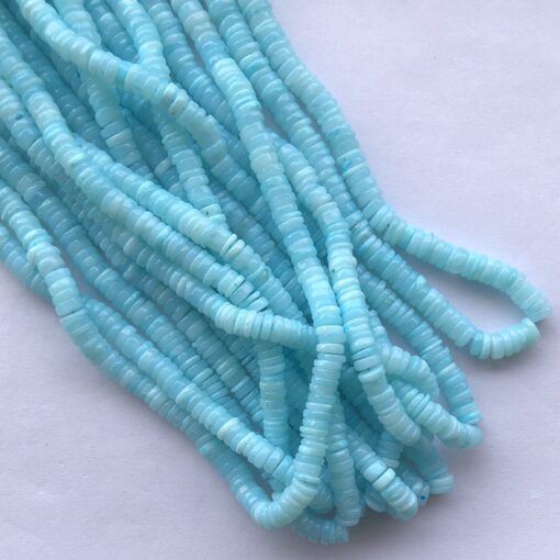 Shop 5mm 6mm Natural Sea Blue Opal Stone Smooth Heishi Beads Strand