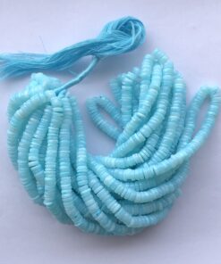 Shop 5mm 6mm Natural Sea Blue Opal Stone Smooth Heishi Beads Strand