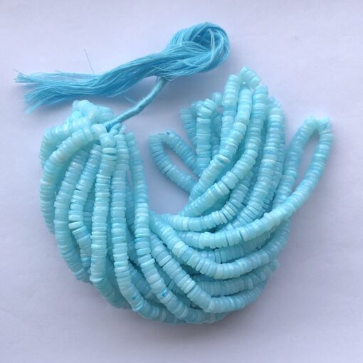 Shop 5mm 6mm Natural Sea Blue Opal Stone Smooth Heishi Beads Strand