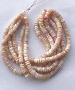 Shop 5mm 6mm Natural Peruvian Pink Opal Stone Smooth Heishi Tyre Beads Strand