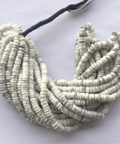 Shop 5mm 6mm Natural White Howlite Stone Smooth Heishi Tyre Beads Strand