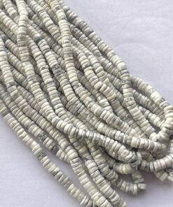 Shop 5mm 6mm Natural White Howlite Stone Smooth Heishi Tyre Beads Strand