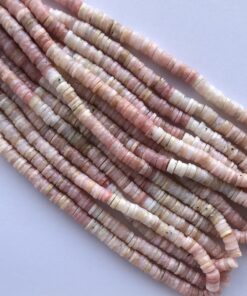 Shop 6mm 8mm Natural Peruvian Pink Opal Stone Faceted Heishi Tyre Beads Strand