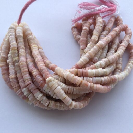 Shop 6mm 8mm Peruvian Pink Opal Stone Faceted Heishi Tyre Beads Strands