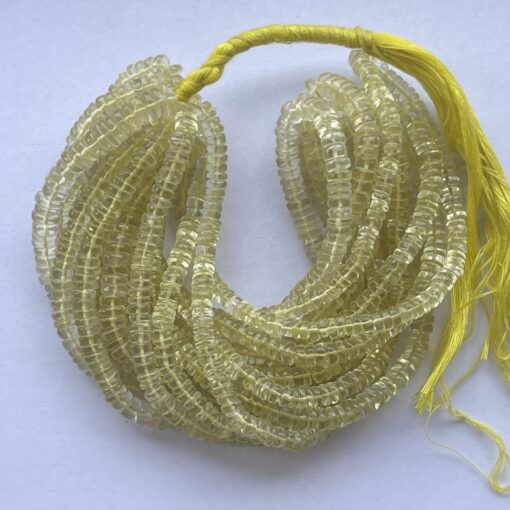 Shop 5mm 6mm Natural Lemon Quartz Stone Smooth Heishi Beads Strand