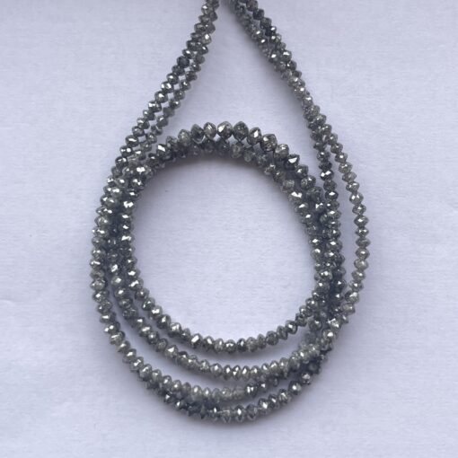 4mm Natural Salt and Pepper Diamond Faceted Rondelle Beads Strand