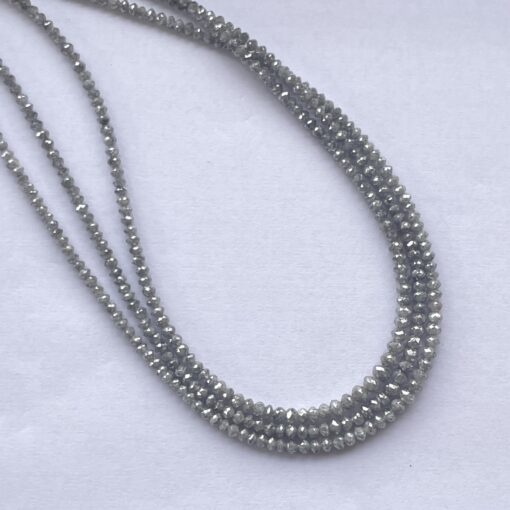 4mm Natural Gray Diamond Faceted Rondelle Beads Strand