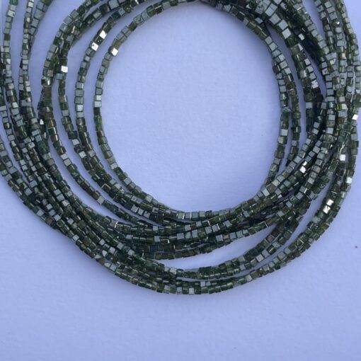 Shop 2mm 3mm Natural Green Diamond Faceted Cube Beads