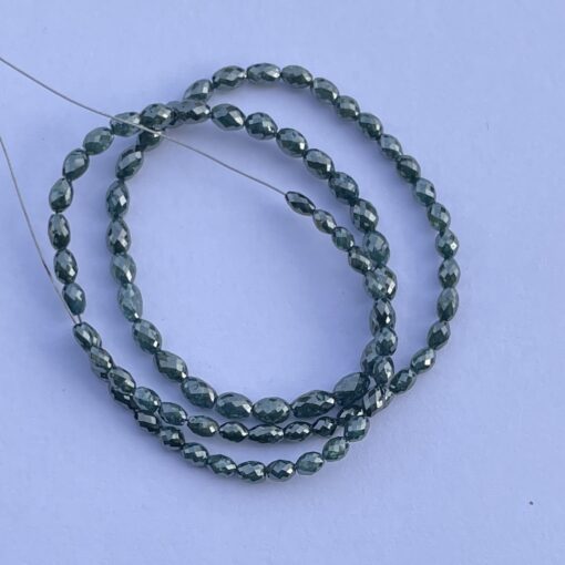 Shop 4mm 6mm Natural Dark Green Diamond Faceted Oval Barrel Beads Strand